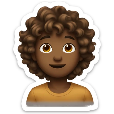 Brown wavy haired boy sending a kiss   sticker