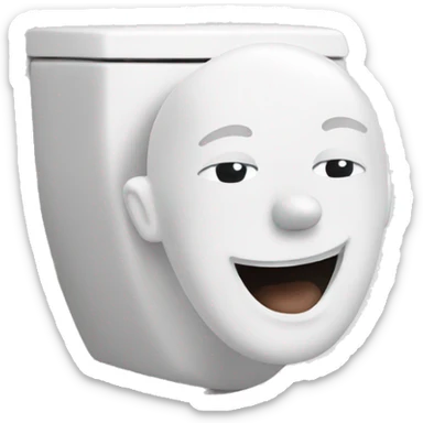 A white toilet with bald man head smiling coming out sticker