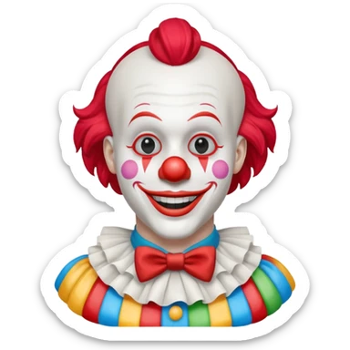 A white animatronic humanoid male clown manne sticker