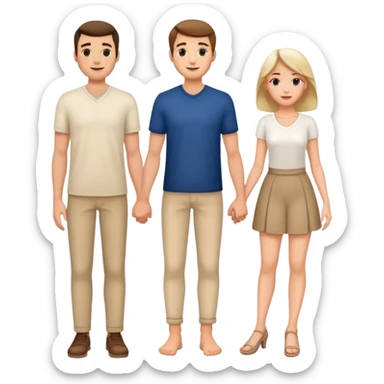 french pair men and woman photorealistic standing on feet sticker