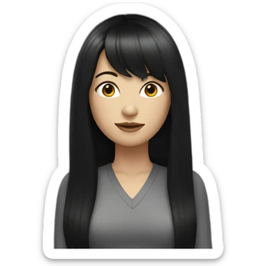 white women with long black hair with fringe sticker