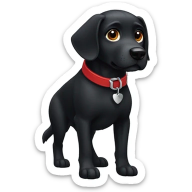 black dog, playful, running, big jowls, sad puppy eyes, wings, winged dog, angel wings,red collar sticker