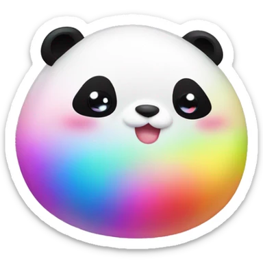 kawaii squishy rainbow fat panda bedazzled  sticker