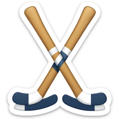 ice hockey sticks crossed with a puck in the middle sticker