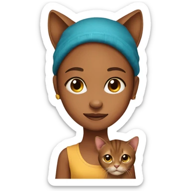 A bright girl with an Abyssinian cat sticker