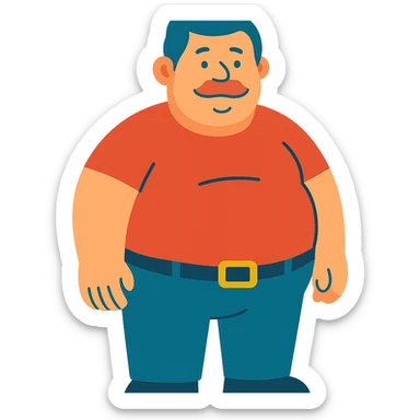stocky endomorph male body type, standing sticker