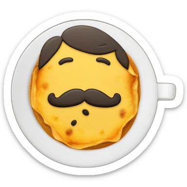 Señor rubio con bigote y café y tortilla española en las manos con una camiseta que pone siboney y cara de enfadado sticker