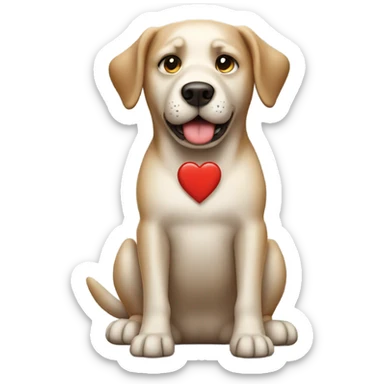 dog whining w a heart sticker