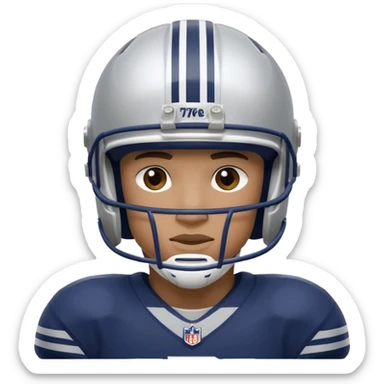 football player wearing white, silver, navy blue colors, and helmet should say "784" sticker