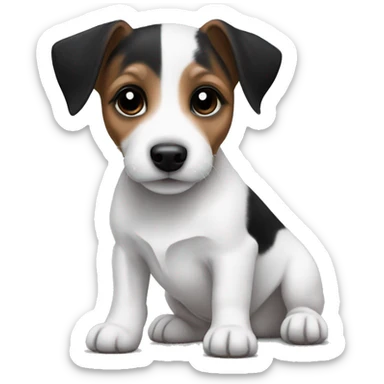 jack russell black and white puppy sticker
