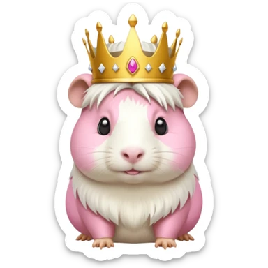 a guinea pig dressed as a deity with a golden crown sticker