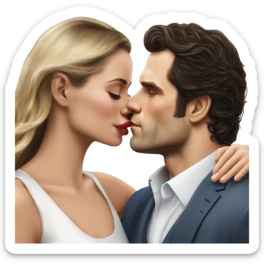realistic photo of Henry Cavill kissing a beautiful female model while touching her cheek sticker