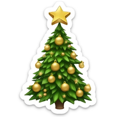 christmas tree with gold decoration sticker