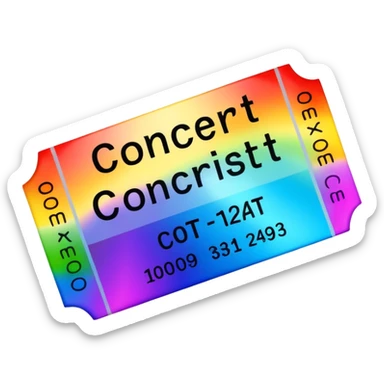 beautiful Concert ticket with the word "CONCERT" inside sticker