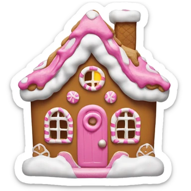 Gingerbread house with pink elf sticker