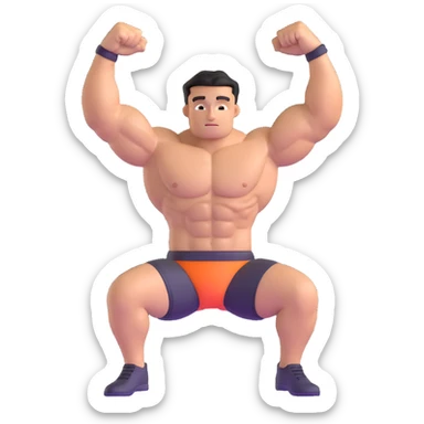 muscular shirtless character flexing sticker
