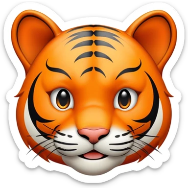 trolling tiger face with mischievous grin for Twitch emote sticker