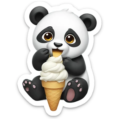 Panda eating ice cream sticker