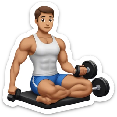 man seated weighted wrist curl sticker