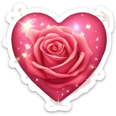 Cute rose heart with sparkle and stars sticker