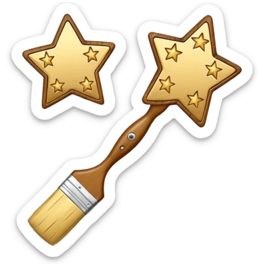 a painting brush with shiny stars sticker