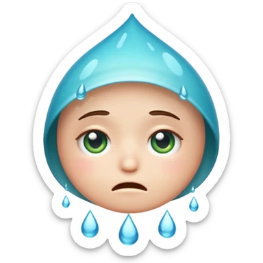 worried WhatsApp emoji face with a drop of water falling down its face sticker