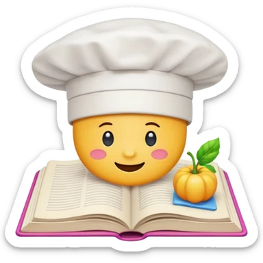 a chef hat on top of a cookbook, emoji style sticker