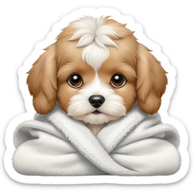 Cavachon puppy in a towel sticker