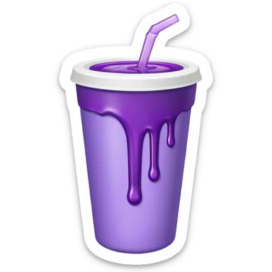 sytrofoam cup with a thick purple liquid dripping sticker