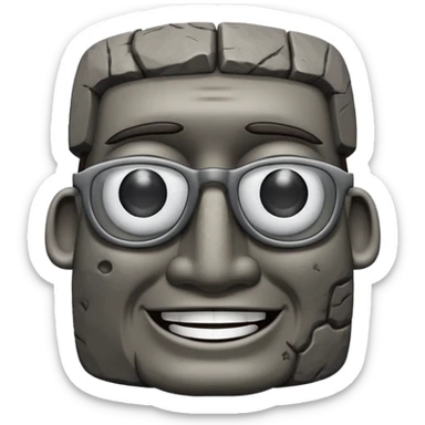 Un moai tranquilo con unos lentes y una sonrisa  sticker