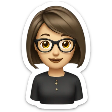 Brunette bob cut glasses smiling sticker