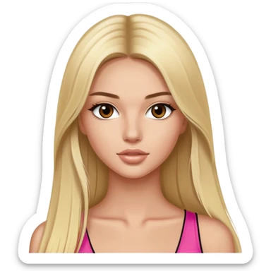 victoria’s secret model with long blonde straight hair and dark brown eyes sticker