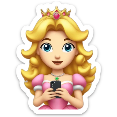 Princess Peach holding an iPhone sticker