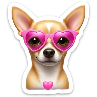 chihuahua wearing pink heart sunglasses sticker