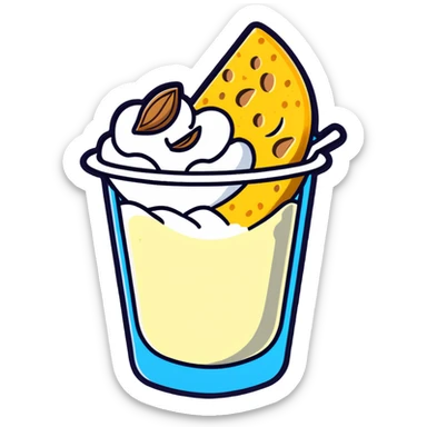 A radiant white leg bone floating in the center with a halo effect, surrounded by orbiting calcium-rich foods: a bowl of yogurt, pile of shredded yellow cheese, bunch of almonds, and scattered sesame seeds. Each food item is floating separately and glowing slightly. sticker