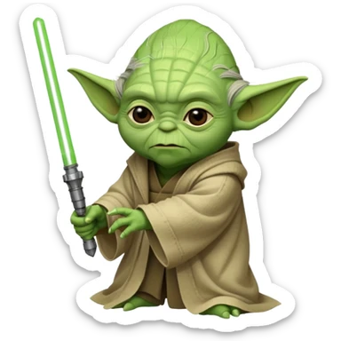 star wars master yoda with green lightsaber sticker