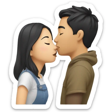 Asian Bf&gf kissing  sticker