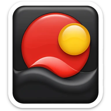 A wawy black and a red rectangle and a yellow circle sticker