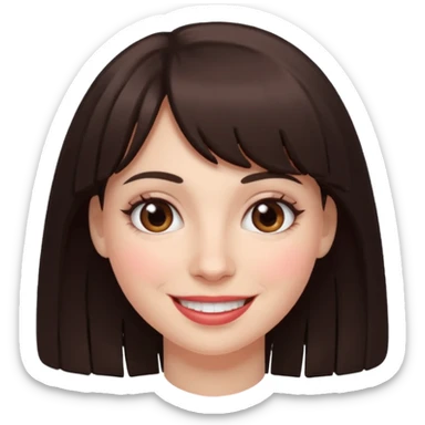 Simple White smiling women with a dark brown fringe sticker