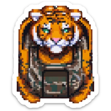 Tiger tank top-down view pixel art sticker