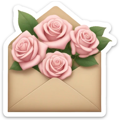 beige envelope with light pink roses sticker
