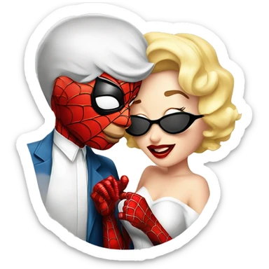 Spider-Man and Marilyn Monroe kissing sticker