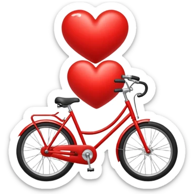 a heart riding a bicycle sticker