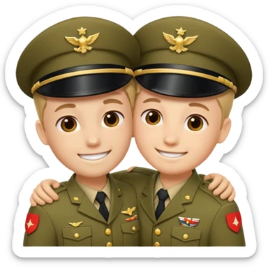 dos soldados dando es un abrazo de solidaridad de fraternidad sticker