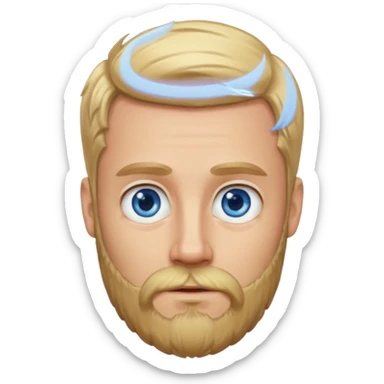 Guy with blonde hair and beard with big blue eyes sticker