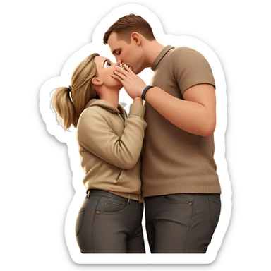 couple sharing a kiss outdoors sticker