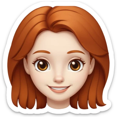 Girl with brown ginger dark hair,smile,pale and brown foxy eyes sticker