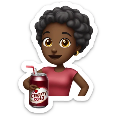 Black girl drinking can of cherry cola  sticker