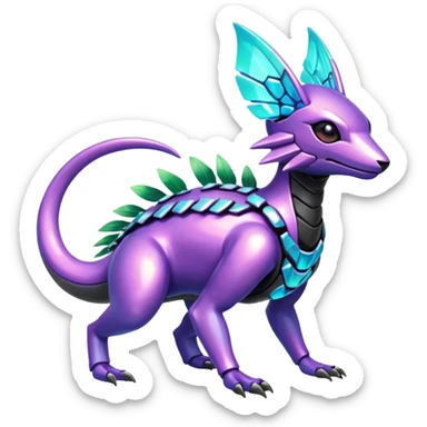  exotic tropical iridescent cyber-Protogen-Fakémon-Pokémon-Vernid-creature sticker
