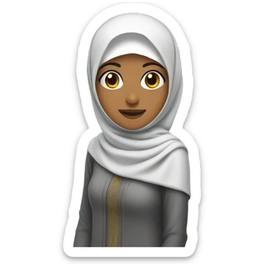 Indonesian woman with hijab on the beach  sticker